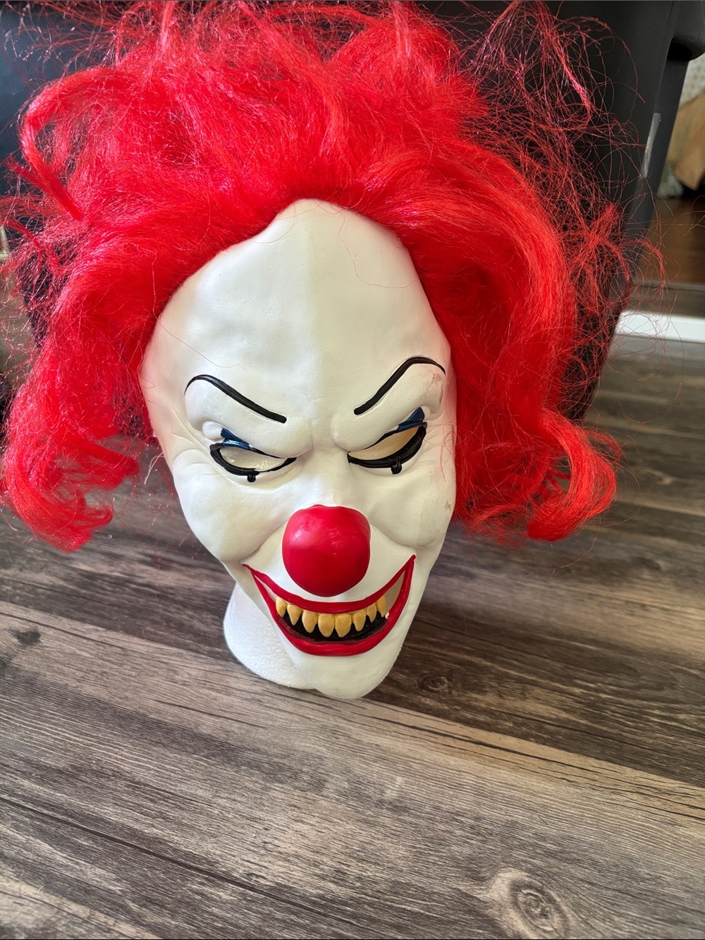 Red Clown Halloween Mask with Wig - Kids Costume Accessory